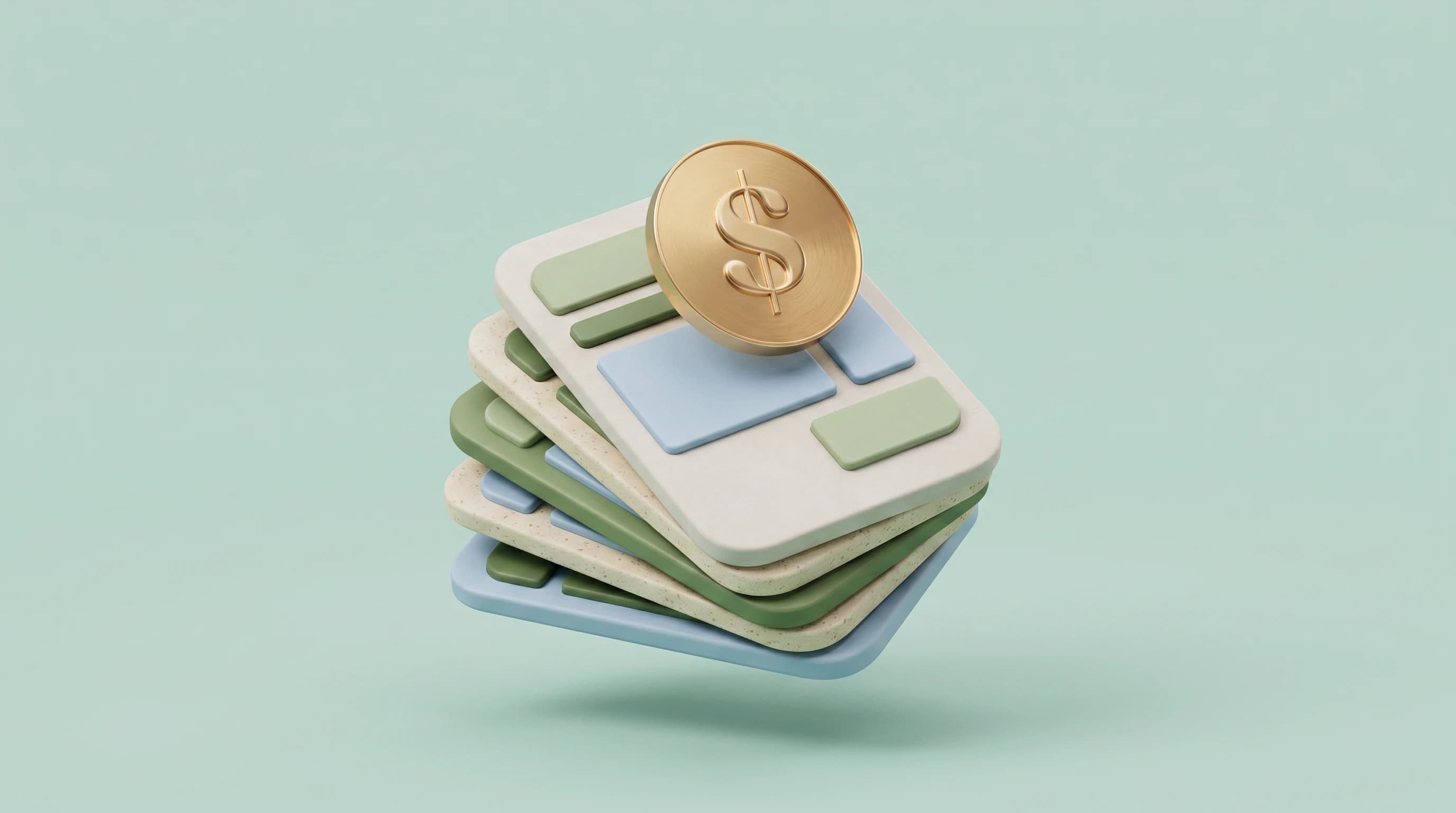 A stack of rounded pick slips fanned into a small pile with one dollar coin lifting off the top edge, tilted three-quarters