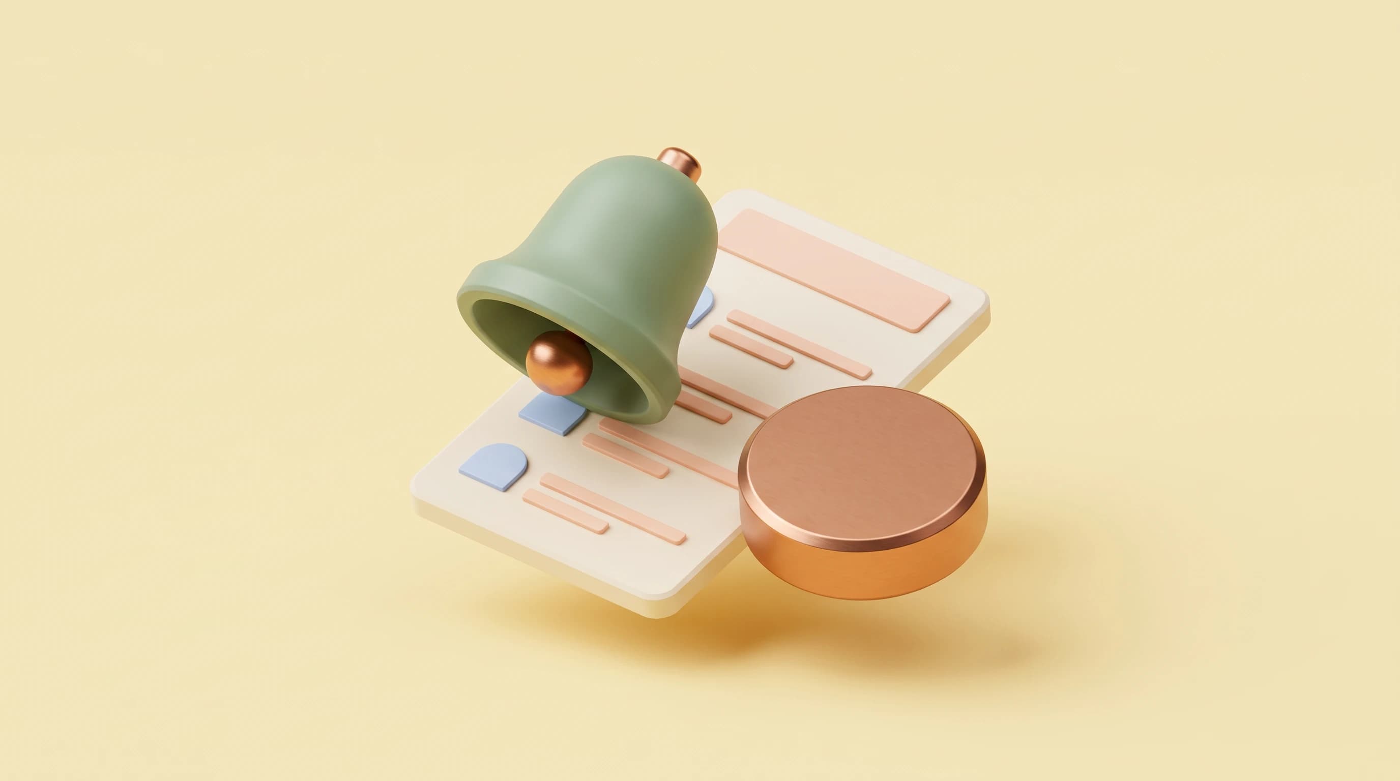 A 3D green notification bell on a pick'em slip card, beside a hockey puck